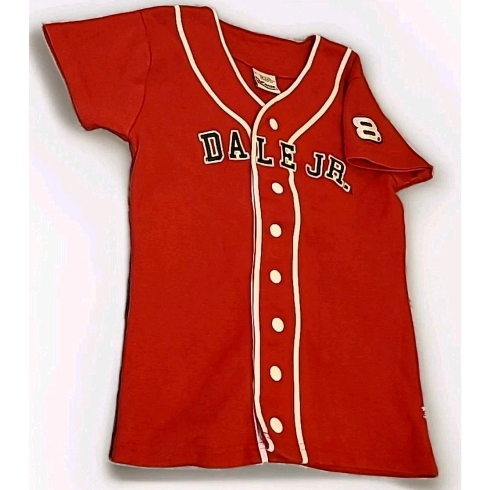 Dale Earnhardt Jr. Youth Size Medium Red Button Up Jersey Shirt Chase Authentics